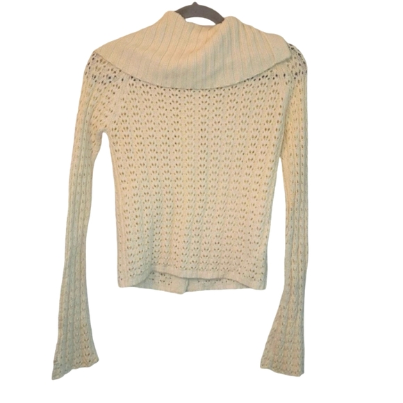 Aeropostale Ivory Open Weave Crochet Button Up Cardigan Size XS - Picture 2 of 5